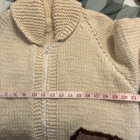 Vintage Cowichan Sweater Mens Trout Fly Fishing Creel Angler Lebowski Wool Zip - Picture 5 of 6